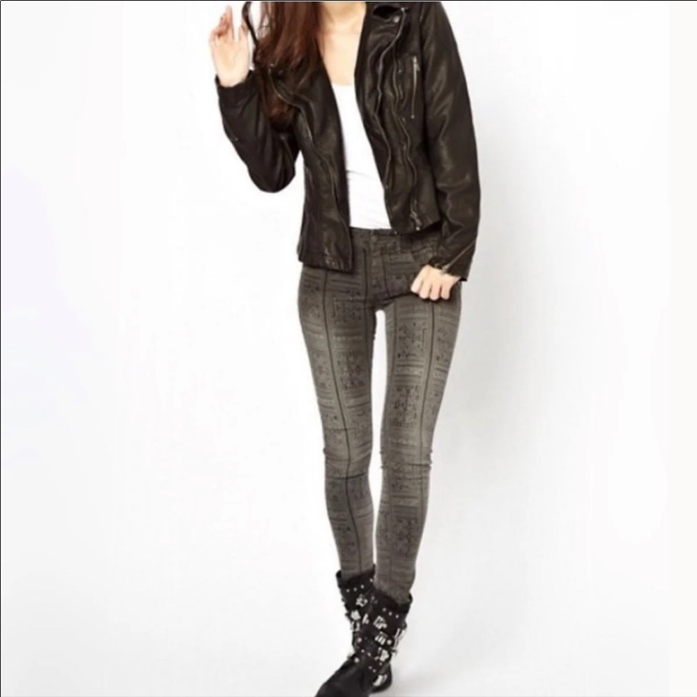 Free People Aztec Pattern Ankle Jeans